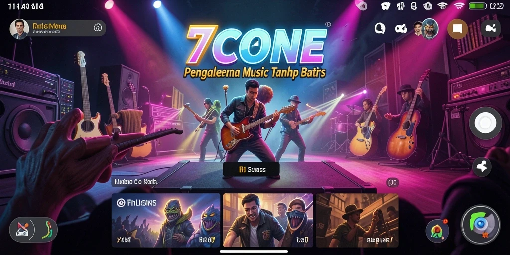 Tampilan gameplay 7CONE saat menikmati musik.