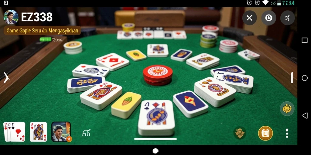 Tampilan screenshot utama EZ338 dengan gameplay Gaple yang menarik.