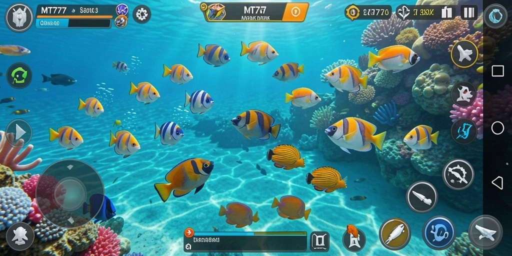 Tampilan menarik dari gameplay saat menembak ikan.