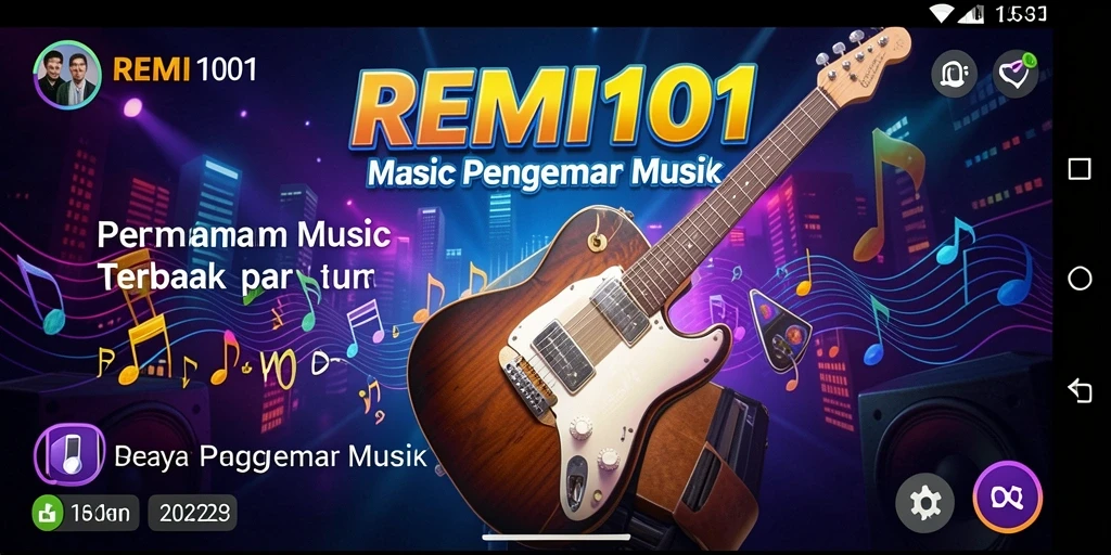 Tampilan gameplay REMI101 yang menarik dan interaktif dengan berbagai pilihan lagu.